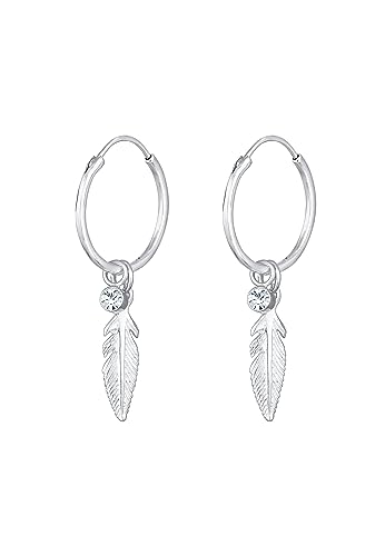 Elli Creolen Silber 925 Feder Ohrringe Damen Kreolen für Frauen mit...