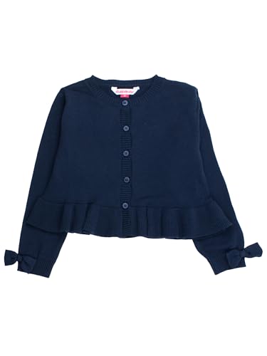 RuffleButts Baby/Toddler Girls Sweater Knit Peplum Cardigan - Dark Navy, 5