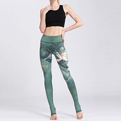KESYOO 1 par de leggings estampadas para treino, calças de cintura alta, esportivas, costura respirá