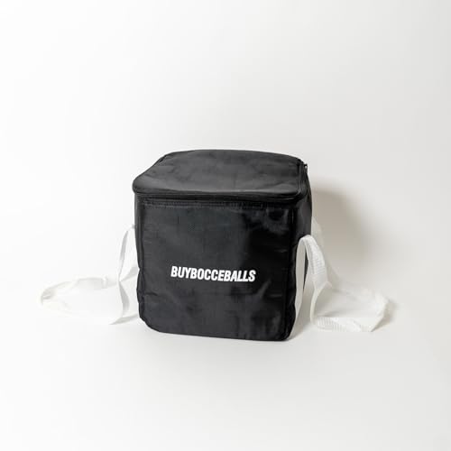 BuyBocceBalls New Listing - Premium Quality - Extra Heavy Duty Nylon Bocce Bag - Black with White Handles