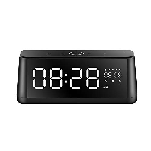 Bluetooth Speakers, MIFA Wireless Stereo Soundbox Bedside Alarm Clock, 30W DSP Sound & Bold Bass, TF Card Slot, Aux Input, Built-in Mic for Hands-Free Calls, Mirror LED Display