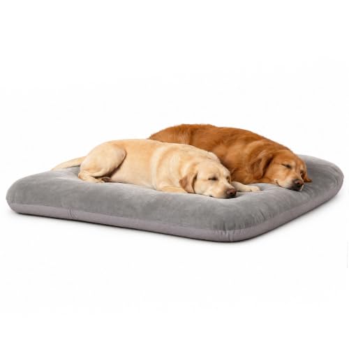 Image of Magic Dog Extra Large Dog Bed Orthopedic Pet Beds 47 Inch Jumbo Crate Pad Mat Washable Anti Slip Dog Sleeping Mattress with Removable Cover,Fleece, Light Grey XL
