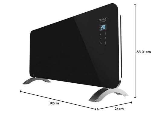 Cecotec Radiador Eléctrico Bajo Consumo Ready Warm 6770 Crystal Connection. Wifi, 2000 W, Termostato Regulable, Temporizador, Soporte de pie, Protección sobrecalentamiento, Negro