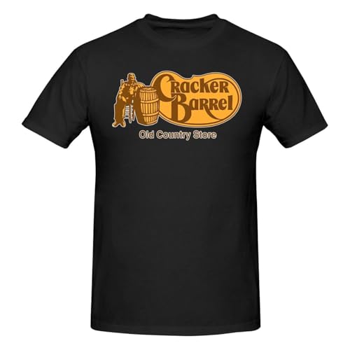 Cracker Barrel Crewneck Short-Sleeve T Shirt for Men's,Graphic Tees Shirts Top for Mens Black Small