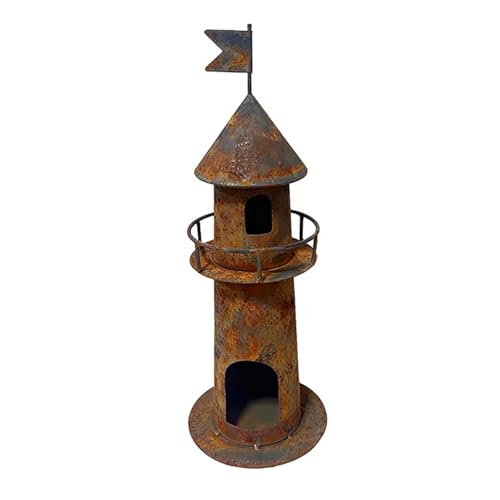 Auratrove Portavelas rústico de faro, candelabro de hierro resistente para decoración costera, elegante centro de mesa para uso en interiores y exteriores, regalo romántico para cena, fiesta, 29,6 x