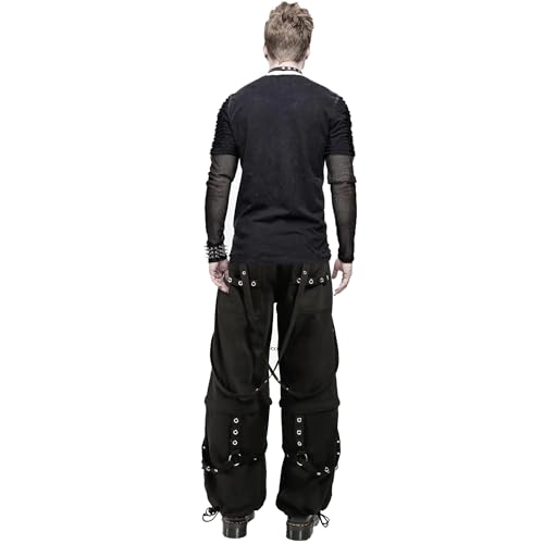 Men Extreme Bondage Goth Punk Rock Gothic Black Gothic Pant/Metal Studs Trouser Black Pants/USA3