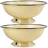 GARVALON Tazones de Esmalte Aptos para Microondas y Comidas Frías o Calientes de 680ml Amarillo Retro Juego de 2 para Arroz y Sopa Ideales para Fiestas Estilo Chino