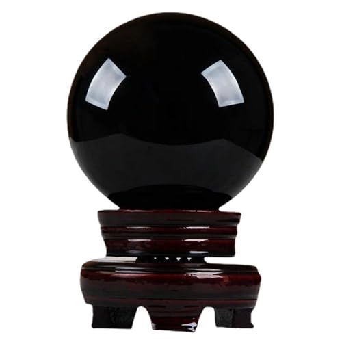 Sphère en quartz noir de 10cm avec support pour une décoration de bureau zen
