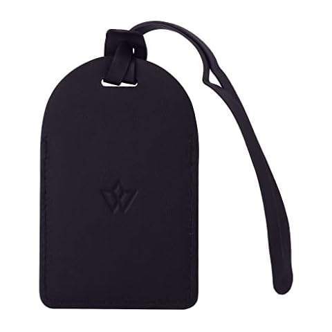 Leather Luggage Tag by Wasama | Travel, Bag Tag, Vacation, Holiday | RFID Protection | The TagAlong - Night Fall Black Cover