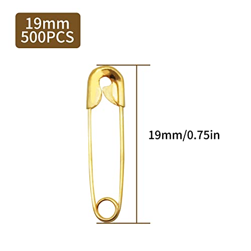 image for Vrupin 500PCS Safety Pins, 0.75Inch/19mm Small Safety pins, Rust Resis