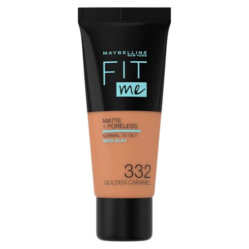 Maybelline Fit Me Mate Y Afinaporos Tono 332 Golden Caramel Base De Maquillaje Calca A Tu Tono Y Textura Pieles Oscuras - 30Ml