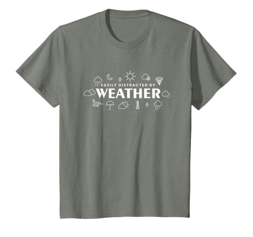 Distracted by the Weather, Meteorology, Weather Expert T-Shirt, Youth, Olive Heather, X-Small