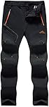 TACVASEN Winter Trousers - Men's Softshell Waterproof Thermal Fleece Hiking Pants, Thick - Black, 34