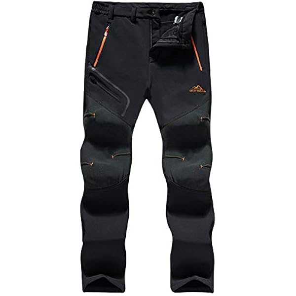 TACVASEN Pantalones Polares de Exterior para Hombre Pantalones Softshell Invierno Pantalones de Senderismo Impermeables con Bolsillos con Cremallera