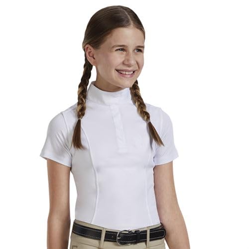 Dover Saddlery Riding Sport Kids' Equestrian Essential Short Sleeve Show Shirt - White - Medium