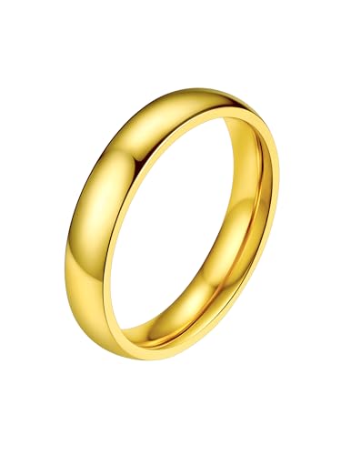 PROSTEEL Anello Uomo Oro Giallo Fede Anello Donna Uomo Acciaio Dorato Colore Oro Fede Anelli Placcati in Oro Uomo Misura 29