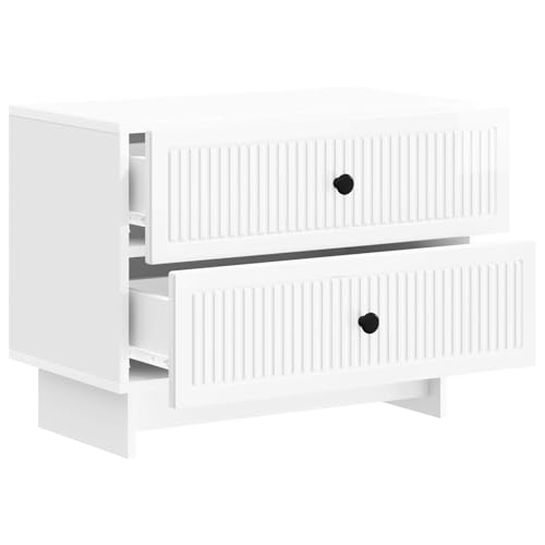Cabinet de Chevet Blanc Brillant en Bois d'Ingénierie 62 cm - 4