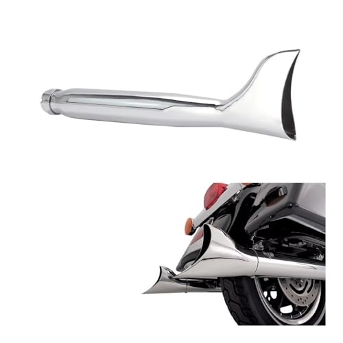 Silencieux d'échappement design queue de poisson argenté universel pour moto bobber - 4