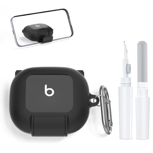 For Beats Powerbeats Fit ��p TPU+PC�n�C�u���b�h�ی�P�[�X �ϏՌ� �S�ʕی�J�o�[ �\�t�gTPU+�n�[�hPC �����h�~ (�u���b�N)