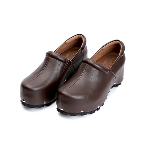 Image of XOBZJH Women's Calf Hair Print Waterproof Non-Slip Platform Professional Clogs & Mules with Arch Support-Nursing Shoes for Standing All Day