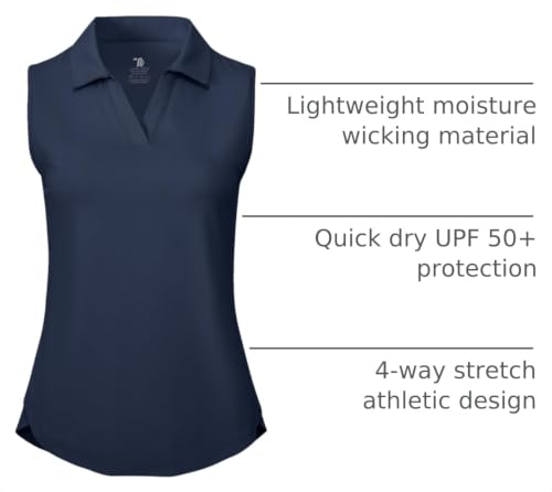 Image of BGOWATU Women's Sleeveless Golf Polo Shirts Collared V Neck Tennis Tank Tops UPF 50+ Quick Dry Lightweight