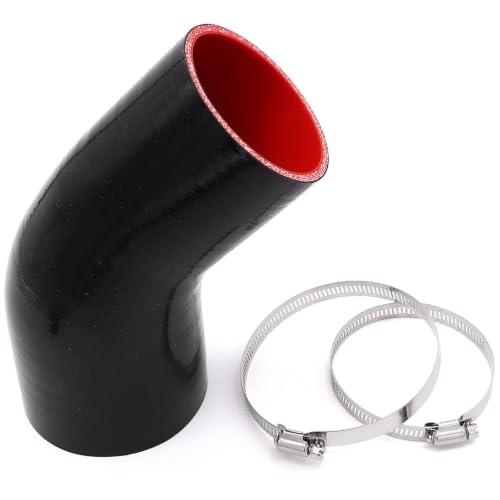 Image of 45 Degree 3 to 3-1 /2 inch(76-89mm) Silicone Reducer Coupler Hose,4-Ply Reinforced,Length 4inch(102mm) with 2PCS Clamps Turbo /Intercooler /Intake Piping Reducer