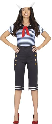Déguisement marin des années 1920 femme robe vintage bleu blanc Guirca