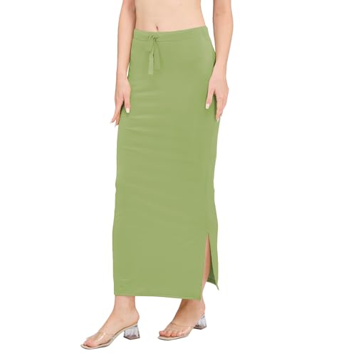 Image of DESI GIRL Satin Shimmer Stretchable Saree Shapewear Petticoat with Drawstring for Women | Mermaid fit Saree Petticoat with Side Slit for Easy Movement | Saree Shaper | Long inskirt