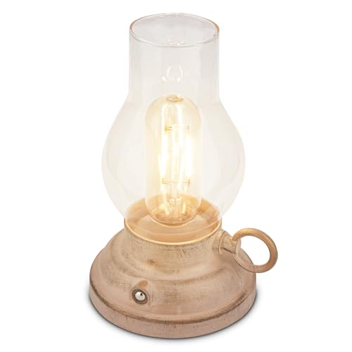 Briloner - Lampada Da Tavolo Senza Fili IP44 Con Touch, Dimmerabile, Batteria Sostituibile, Lampada Da Scrivania Senza Fili, Lampada Da Tavolo Da Esterno, 10,5X17,5 Cm, Beige-Lavorato A Mano