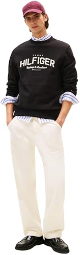 Tommy Hilfiger Herren Sweatshirt Arch Crew Neck Regular Fit, Schwarz (Black), M – Ansicht 4
