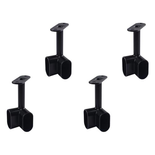 INCREWAY 4PCS Black Corner Closet Rod Support Bracket 90 ° Wardrobe Accessories Clothes Rail Flange Seat for Cabinet Wardrobe in Bedroom Bathroom