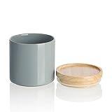 Sweejar Kitchen Canisters Ceramic Food Storage Jar, Stackable Containers with Airtight Seal Wooden L