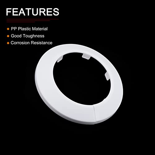 DTGN 115x13mm(DxT) Pipe Cover Decoration - 6Pack - Good for Bathroom Kitchen 75mm Dia Pipe - PP Plastic Escutcheon - White - Image 3