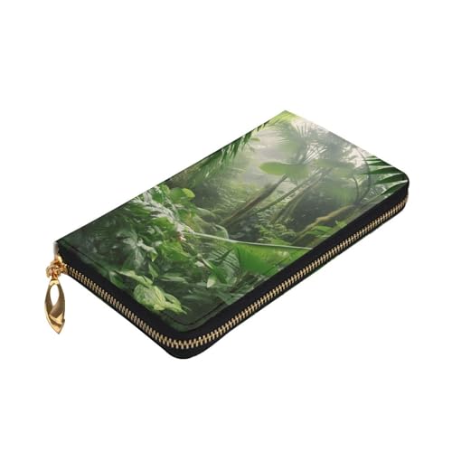 Tropical Rainforest Leather Wallet for Women Long Coin Purse Ultra Slim Credit Cards Holder Bifold Clutch3