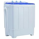 PLENTORA Portable Washing Machine, 28lbs Twin Tub with Drain Pump and Hose, 18lbs Wash 10lbs Spin Cycle, Compact Semi-Automatic Washer and Spinner Combo for Apartments, Dorms, RVs, Camping, Blue