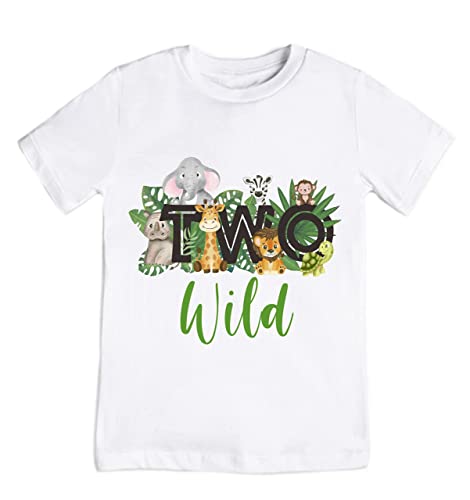 Two wild safari animals jungle zoo 2nd second birthday shirt two wild shirt two wild birthday boy 2nd birthday shirt boys wild shirt (3 T)