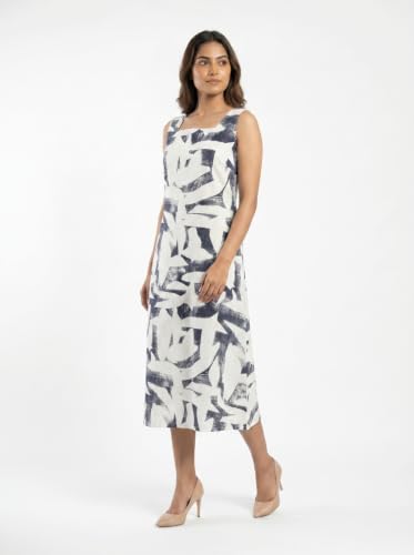 Image of Women's Printed Midi Dress, Square Neck, Sleeveless, A-Line Fit, Casual Summer Wear