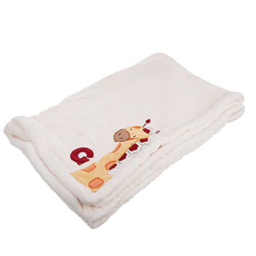 Image of Danica Super Soft Coral Fleece Baby Blanket, 40 inch X 30 inch Cozy, Comfortable & Warm (Ivory Giraffe)