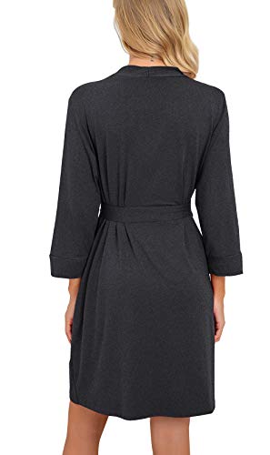 Image of PrinStory Womens Robe Lightweight Short Knit Bathrobe Soft Ladies Sleepwear with Pockets