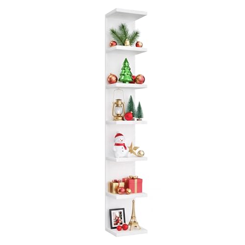 SADIELIFE 7 Tier Wall Shelf Unit & Lack Shelf Versatile Floating Shelves for Wall Bedroom Book Shelf Vanity Display Shelves Tall Decorative Shelving Unit Long Shelves for Storage White