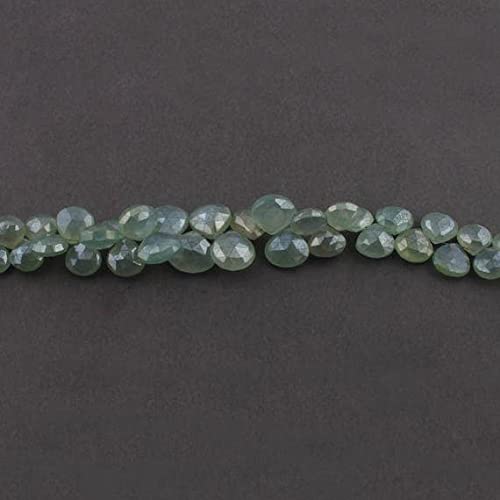 Perles chalcédoine verte en fil de 8 pouces briolettes cœurs pour ateliers de bijouterie