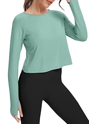 Bestisun Long Sleeve Athletic Workout Shirts Sports Yoga Gym Crop Tops for Women4