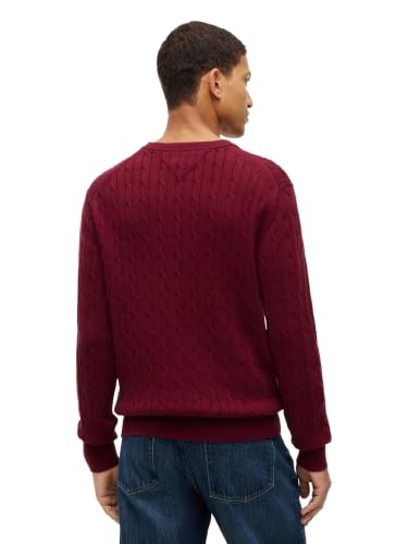 Image of Tommy Hilfiger Men's Cable Knit Crewneck Sweater Lightweight Pullover