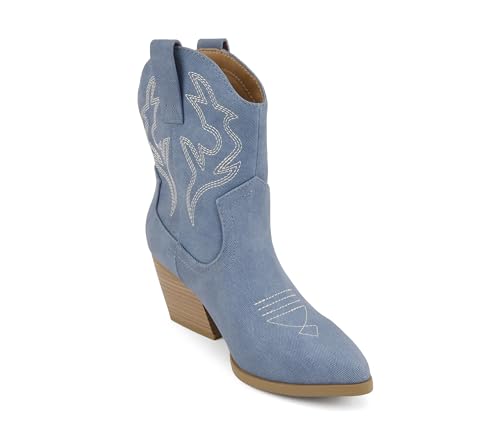 Image of Soda inchBLAZING inch ~ Women Western Bootie Pointe Toe with Low Heel (Wide Fit Available)