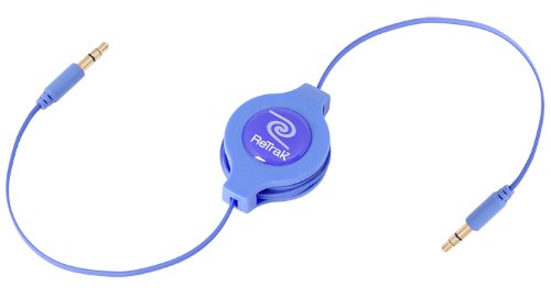 ReTrak Retractable AUX 3.5mm Audio Cable, Blue (ETCABLE35BU)