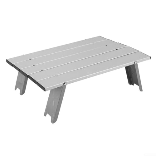 Mesa auxiliar portátil de playa en aluminio para uso al aire libre, ligera y fácil de empacar (plata)