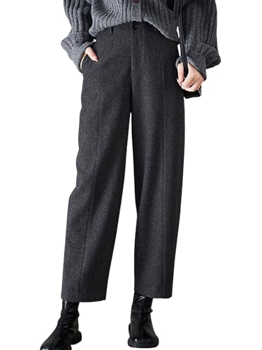 chouyatou Womens Fall Winter Wool Pants Elastic Waist Dressy Work Business Casual...