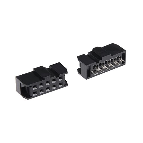 sourcing map 10Pcs 2x5Pin 2.54mm Pitch Double Rows Straight Connector IDC FC Ejector Header