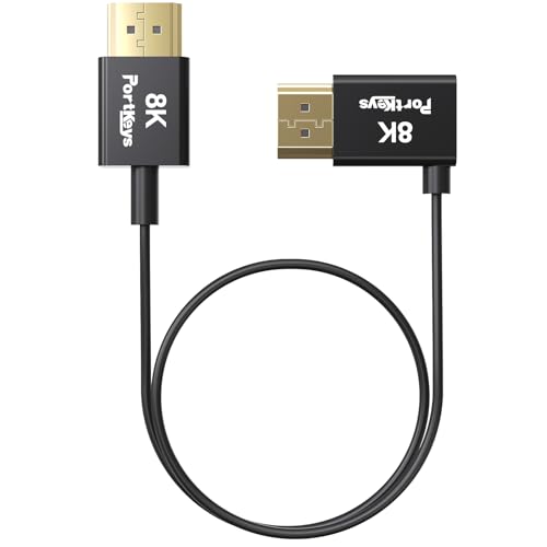 Image of Portkeys 8K HDMI Cable High-Speed HDMI Ultra Thin 10-Core Coaxial Cable, 2.4mm Diameter Cable 19-PIN Full PIN Mapping Support 8K60Hz 4K240Hz for Camera Monitor /PC /TV /Game(0.3M)