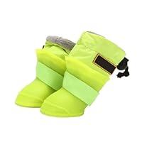 TOYANDONA Waterproof Pet Rain Boots for Dogs Anti-slip Silicone Dog Shoes Fluorescent Green Size l Suitable for Medium to Large Breeds